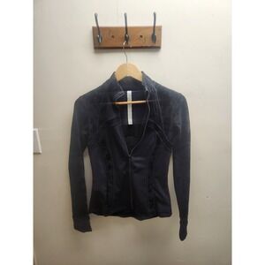 Lululemon Define Jacket Black Floral Flocked Mesh Velvet Size 6 Full Zip Active